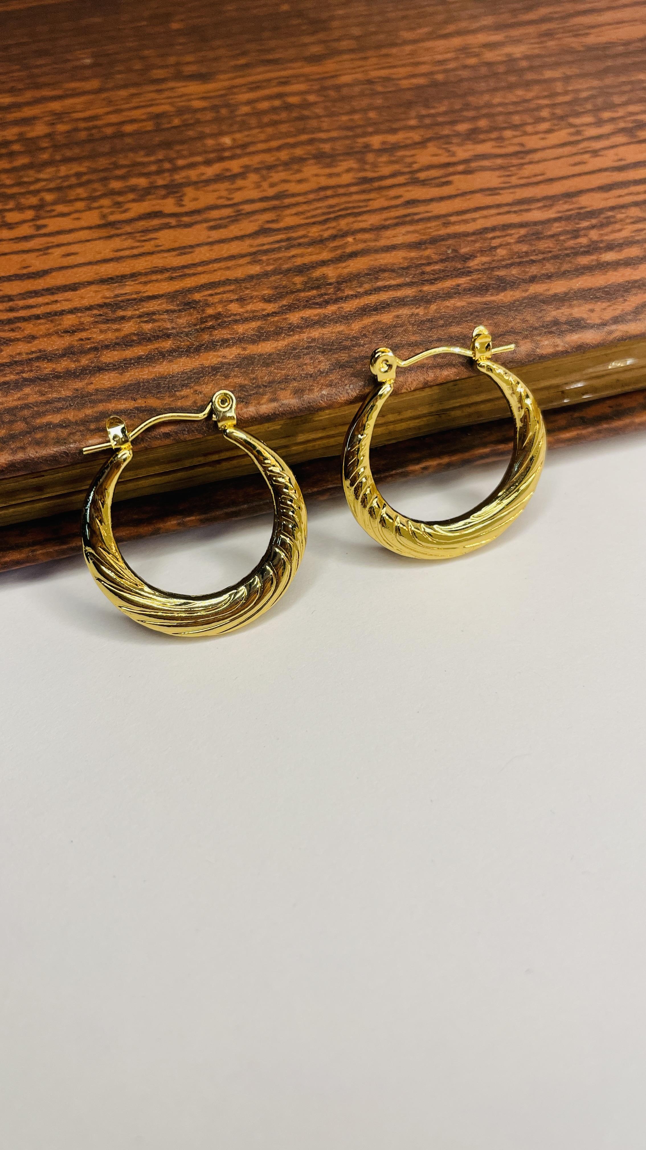 Suncrest Hoops – Etched Anti-Tarnish Golden Earrings