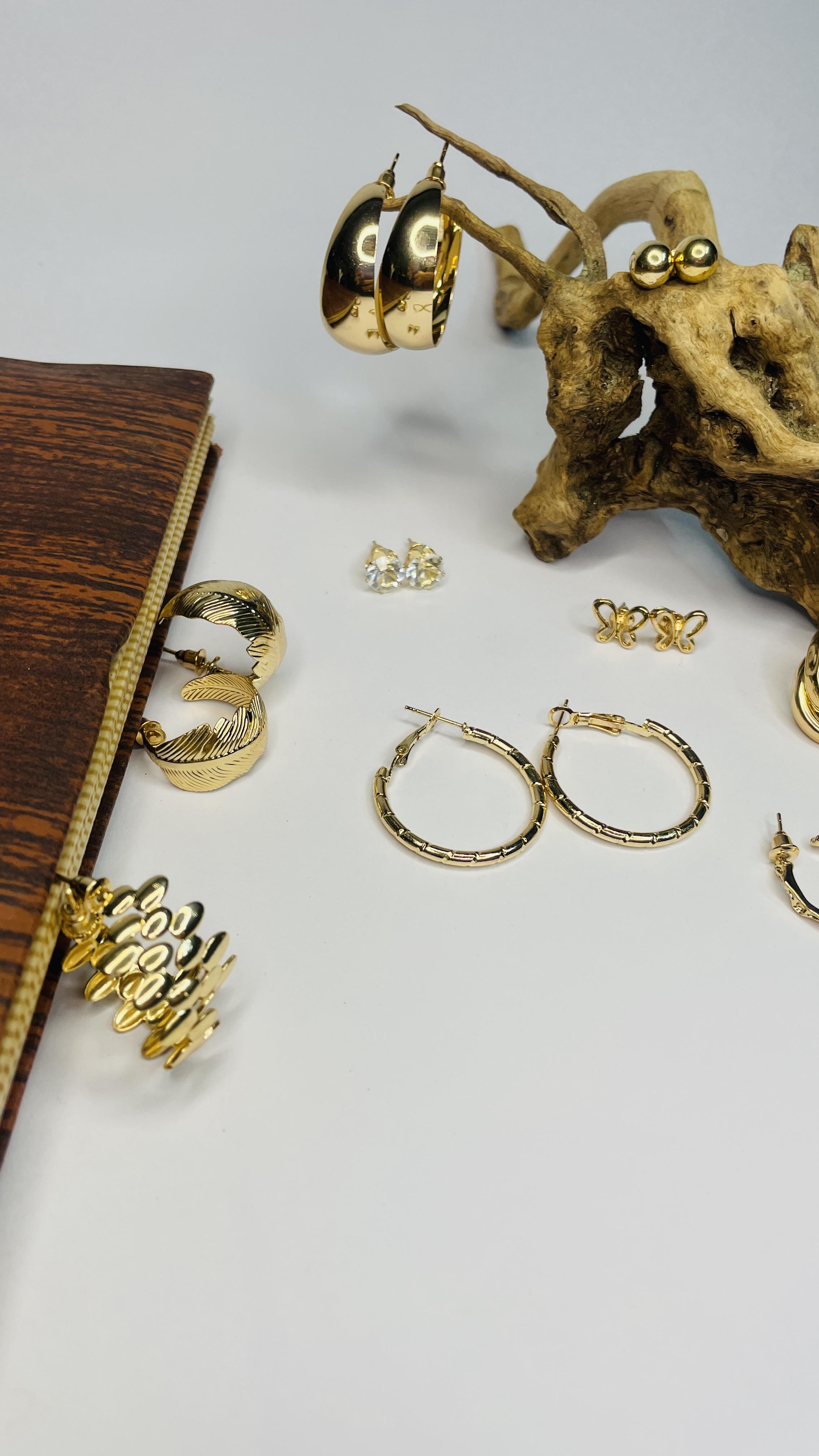 Golden Muse – 9-in-1 Anti-Tarnish Earring Combo Set