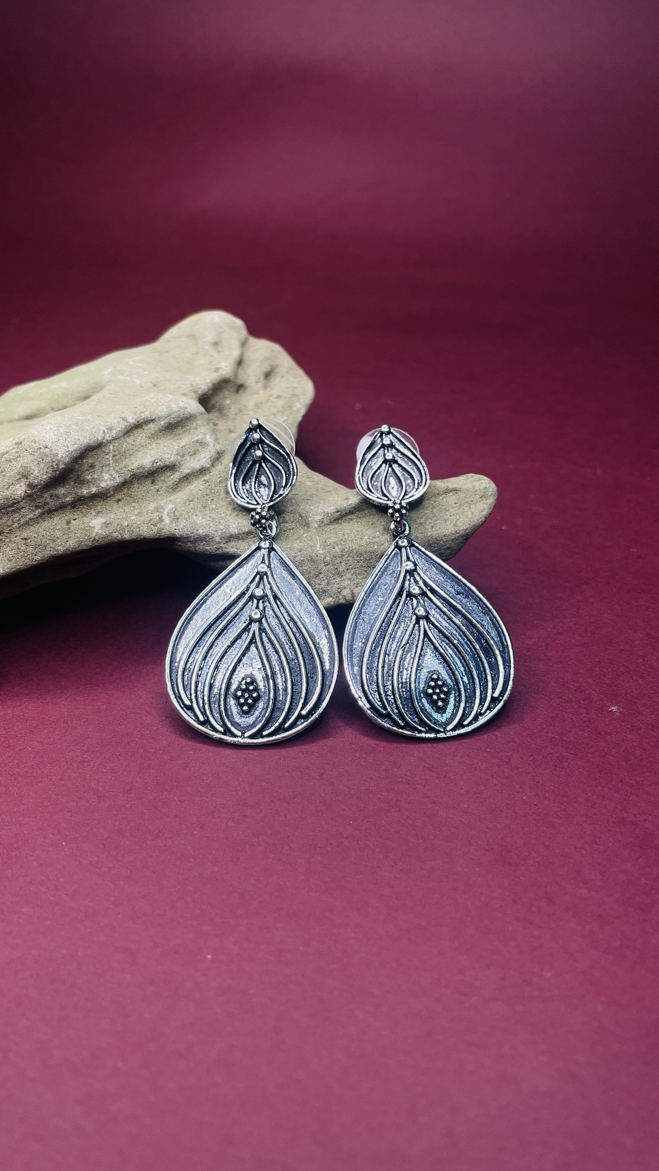 Mehfil – Oxidised Teardrop Earrings