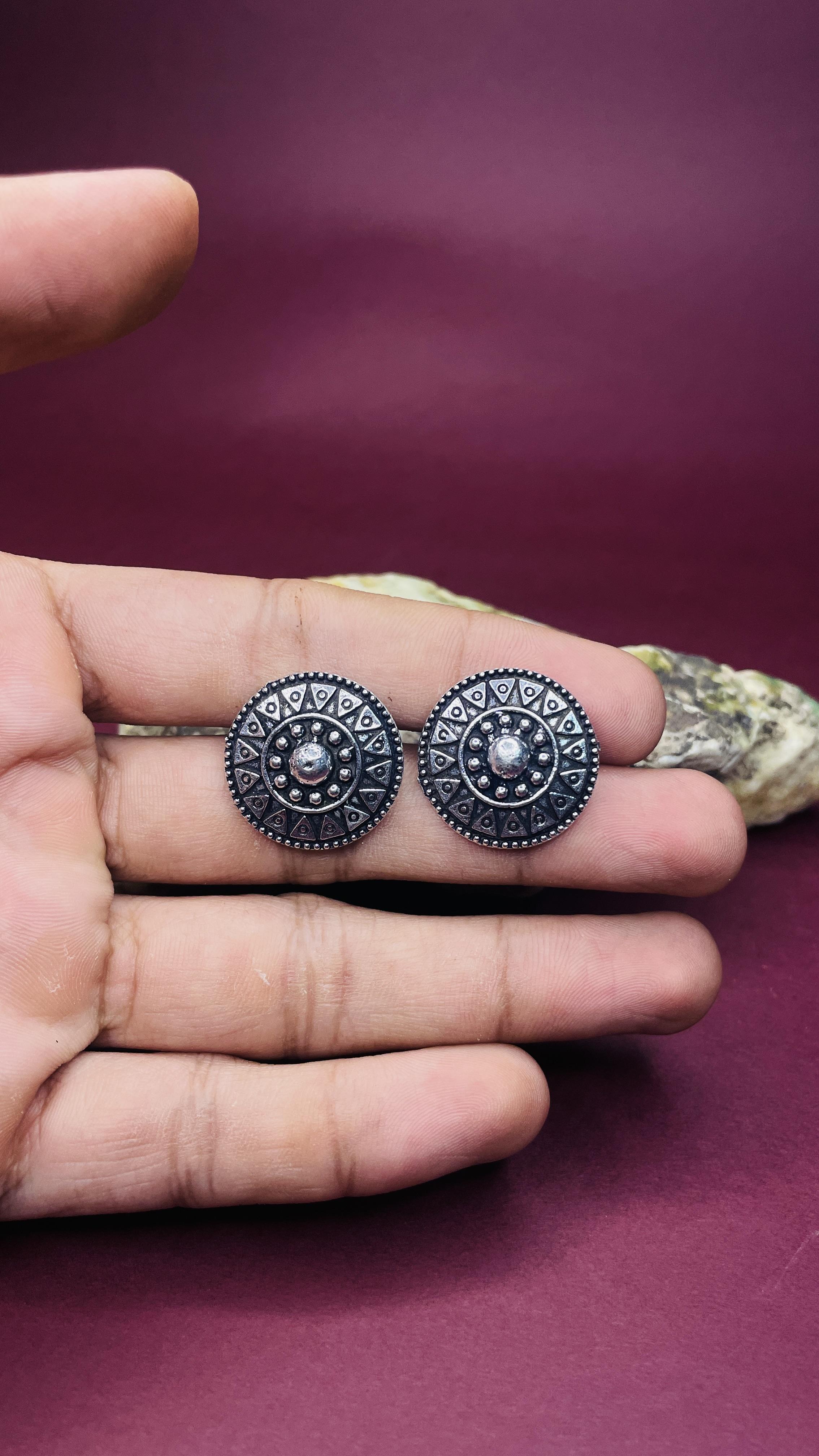 Aranya Oxidised Stud Earrings