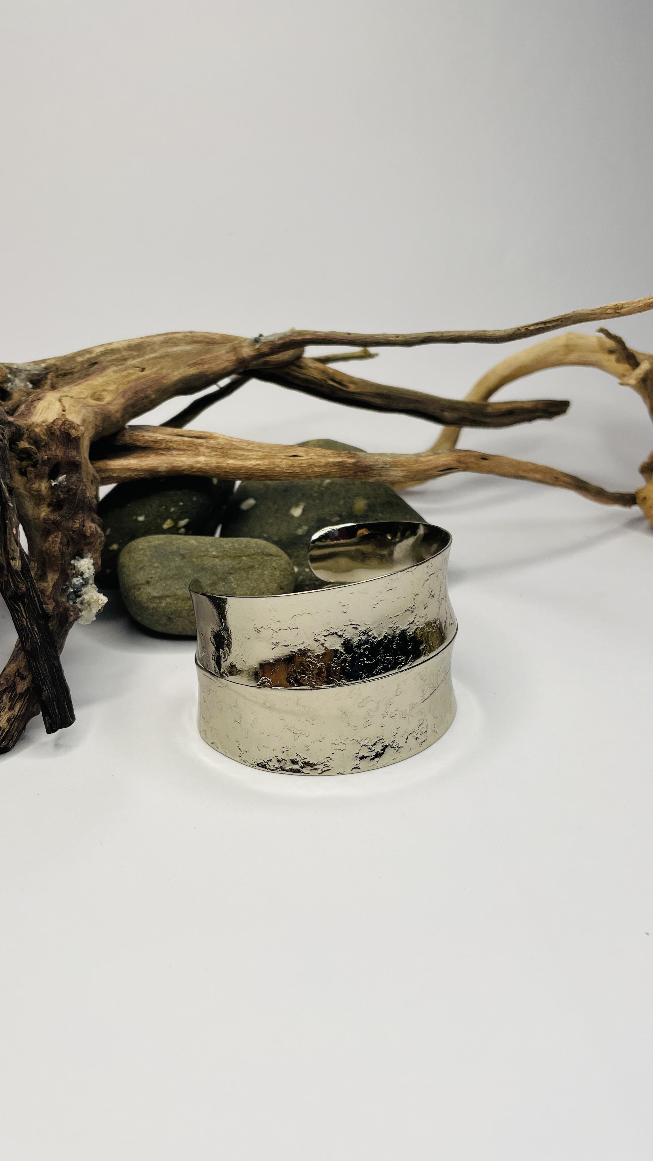 Aura Silver-Tone Textured Cuff Bracelet